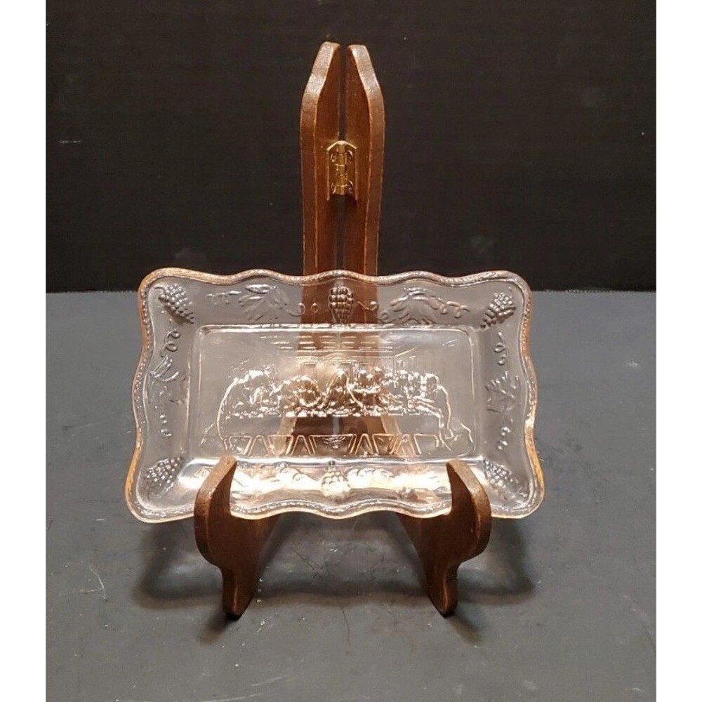 The Last Supper Dish Light Pink Transparent Glass Leonardo Da Vinci Decorative
